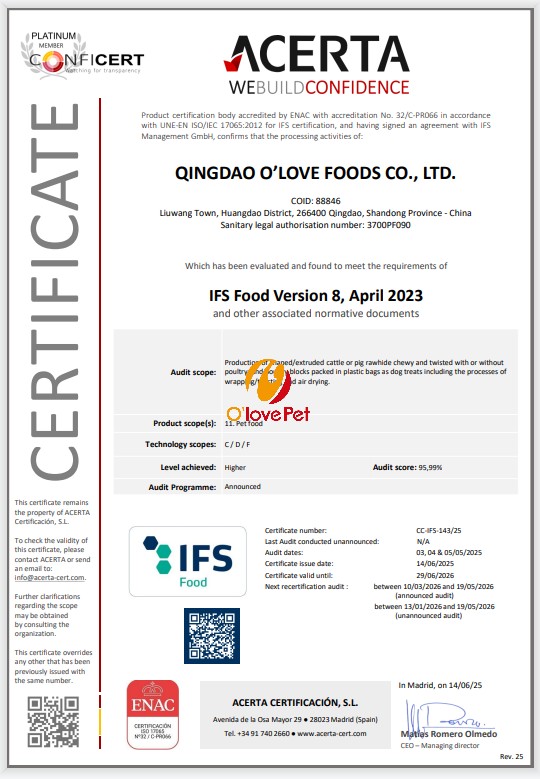 OLOVE IFS Certificate